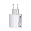 White 18W PD fast charger with dual USB-C ports for Apple iPhone 12 smartphones