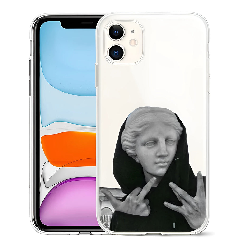 Van Gogh style oil painting design on a black TPU iPhone case for Apple iPhone models.