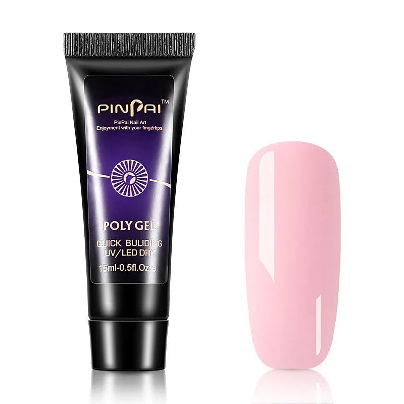 Phototherapy nail extension glue set with crystal glue bottle and nail mold tool in multiple colours