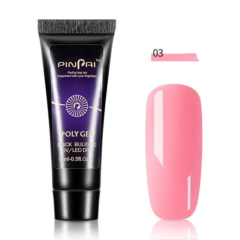 Phototherapy nail extension glue set with crystal glue bottle and nail mold tool in multiple colours