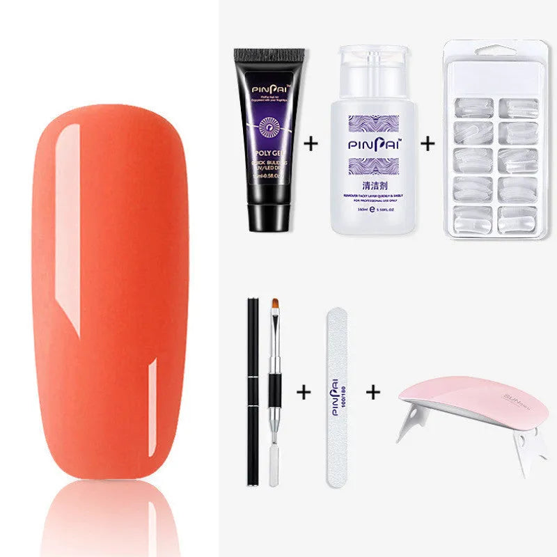 Phototherapy nail extension glue set with crystal glue bottle and nail mold tool in multiple colours