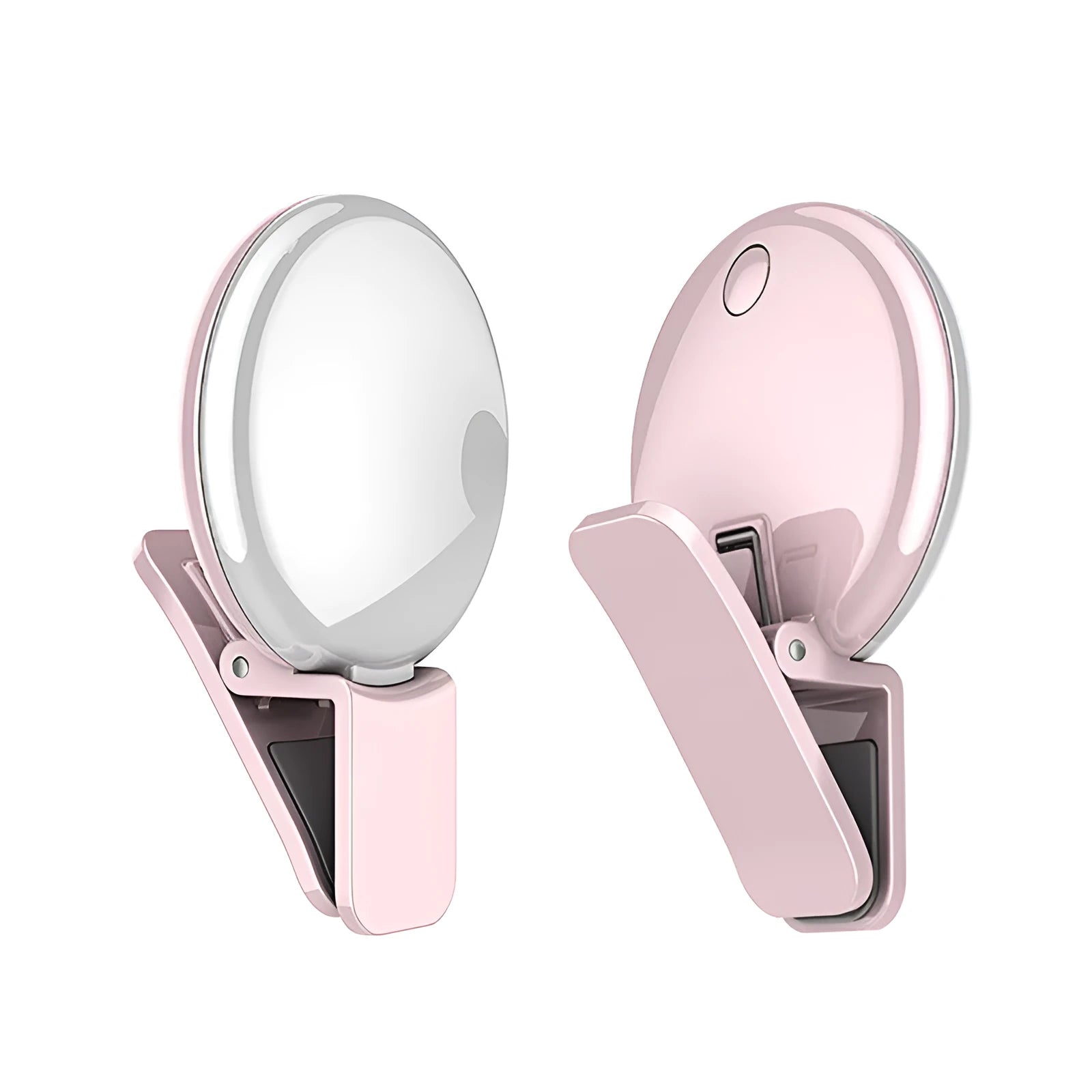 Round LED mobile phone selfie fill light with general-purpose smartphone mount in black, pink and white colour options