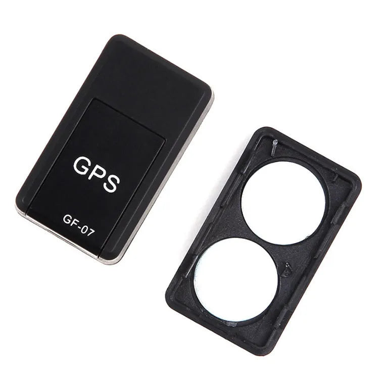 Black mini magnetic GPS tracker, 35×20×14mm, rechargeable with USB cable