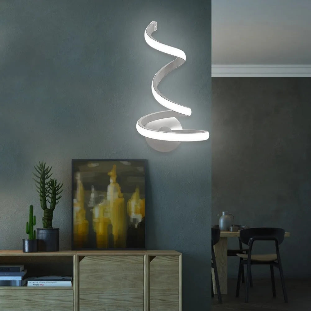 Modern aluminium wall lamp in Outer Snake style with white and warm light settings