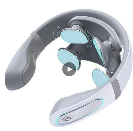 Wireless electronic neck massager with 4D shiatsu and pulse therapy for cervical relief
