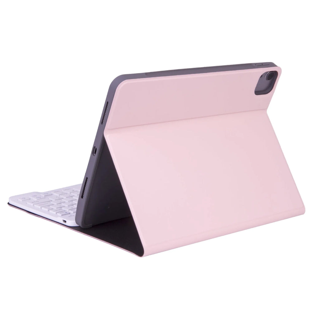 Wireless Bluetooth keyboard with split leather case in four colour options: green black, light green white, pink black, purple black