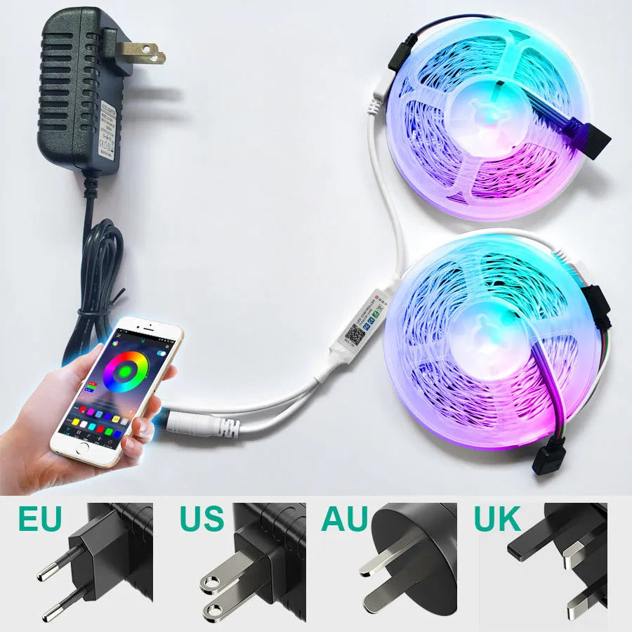 24-key mini Bluetooth DC head RGB controller for 5050 LED strip lights, 5-24V input, 140-degree beam angle