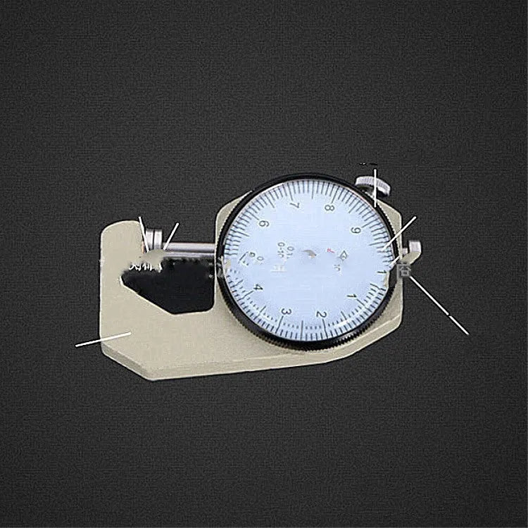 A thickness gauge tool for measuring steel tube, film, and cloth material.