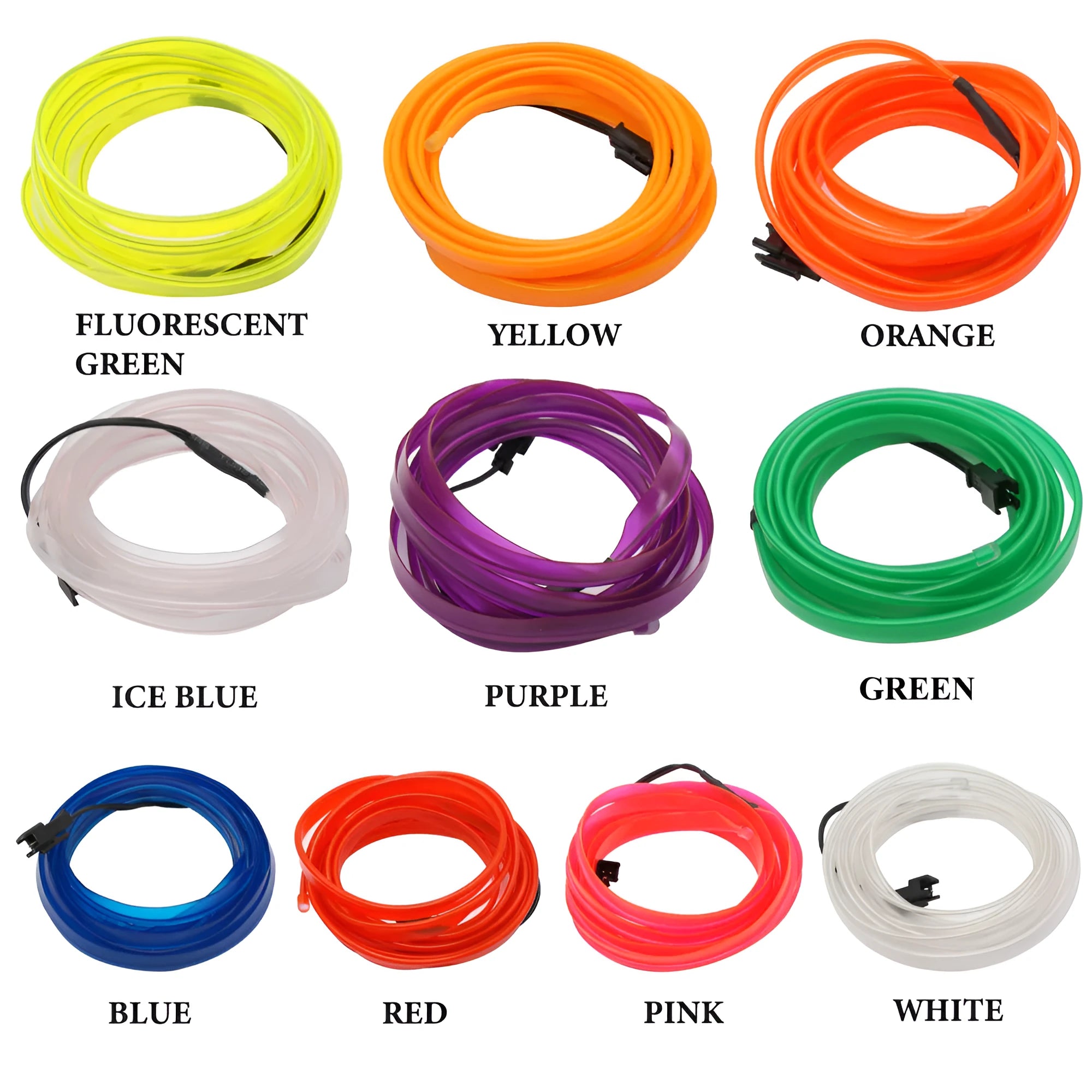 EL cold light band with thin edge for car dashboard ambient lighting, 9 colour options