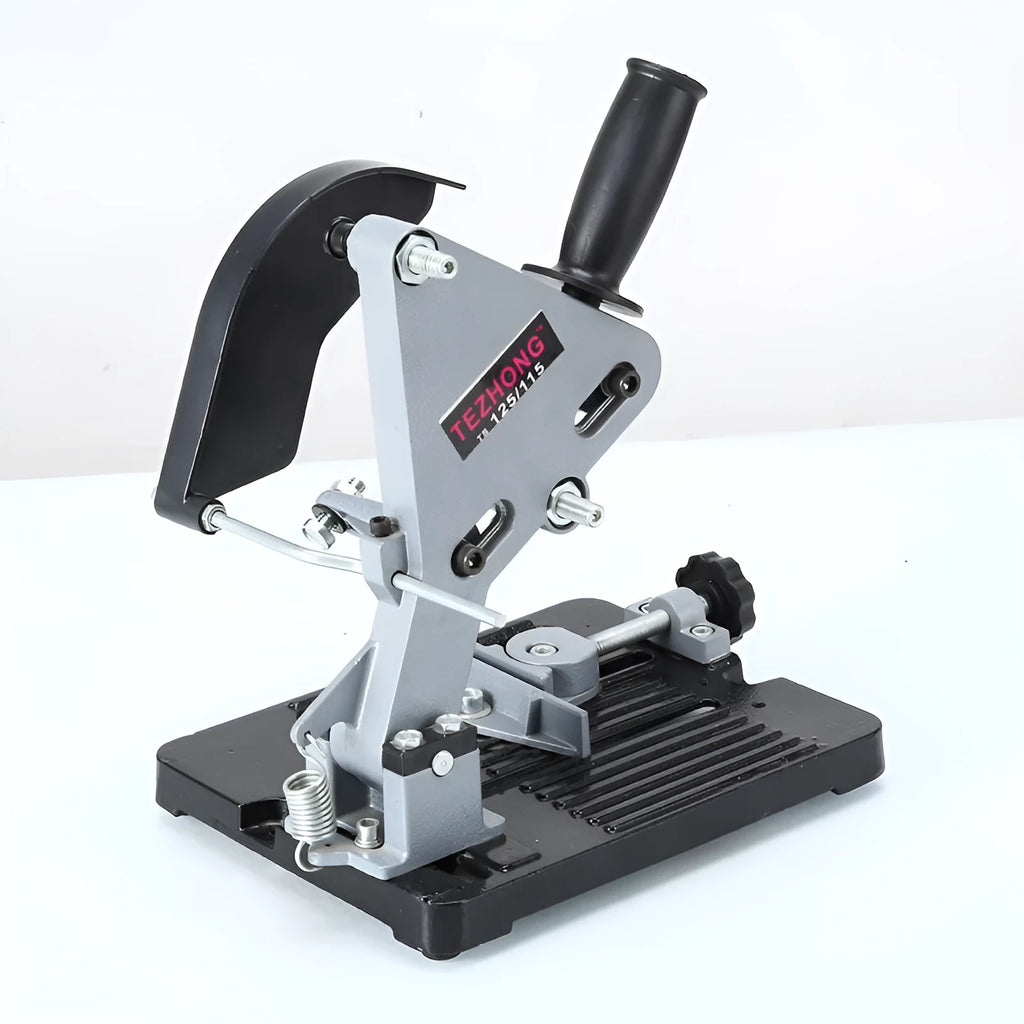 Alloy angle grinder bracket measuring 125mm length for industrial workshop mounting