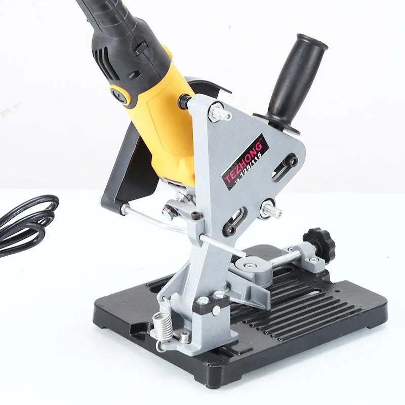 Alloy angle grinder bracket measuring 125mm length for industrial workshop mounting
