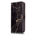 Marble pattern flip wallet phone case with cartoon animal design for iPhone