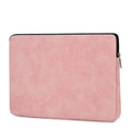 Flat black PU leather laptop bag liner with a soft handle and zipper for tablet protection.