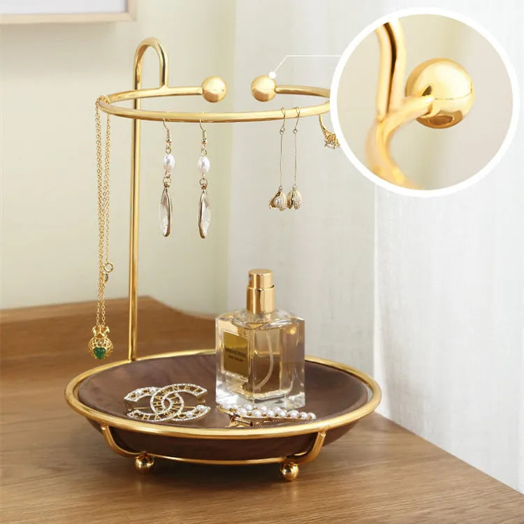 Walnut solid wood key rack with jewellery tray, wall mounted organiser