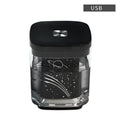 Square USB projection humidifier night light with aromatherapy in white colour on a wooden desktop