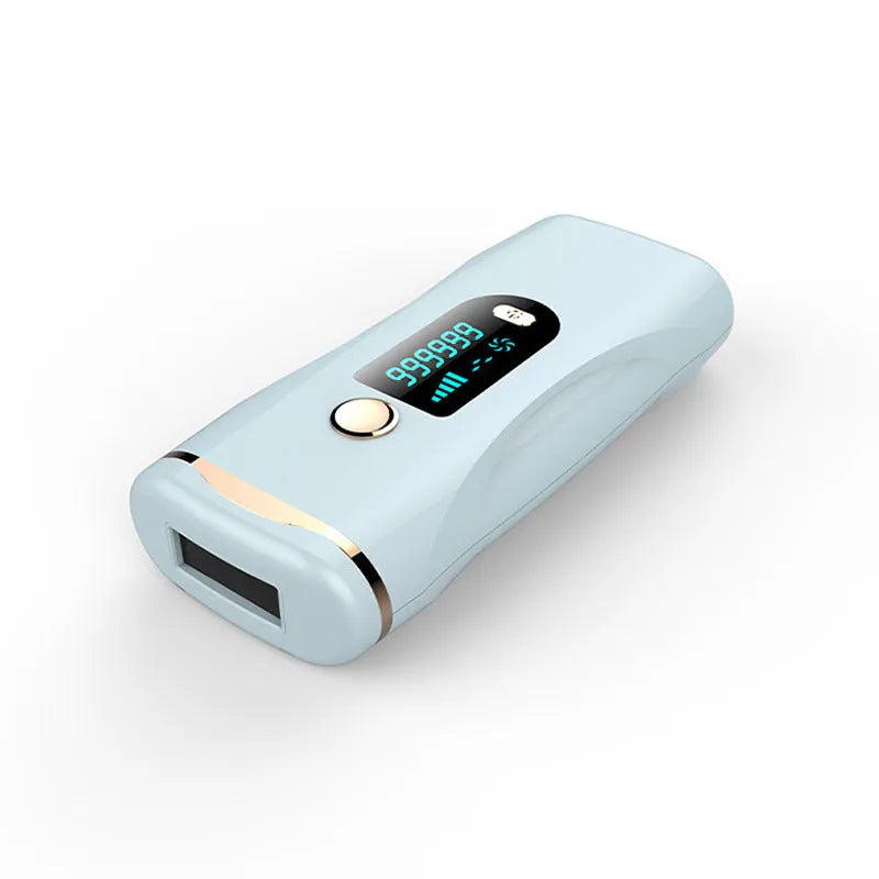 Laser hair removal device for whole body, AC electric, available in Pearl White and Dark green with free shaver and goggles options.