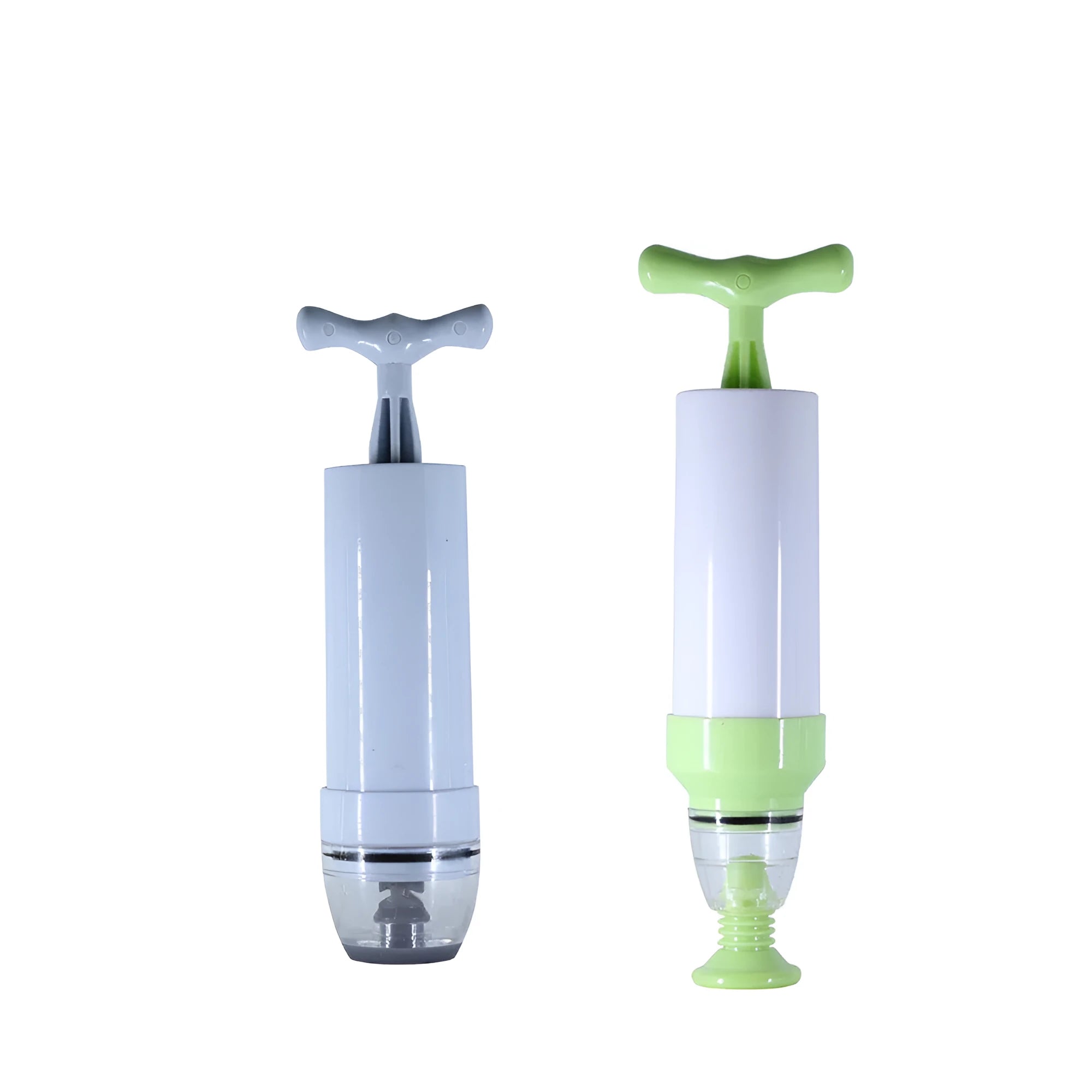 Manual vacuum compression bag in green and grey colours showing ABS and TPU construction for wardrobe organisation