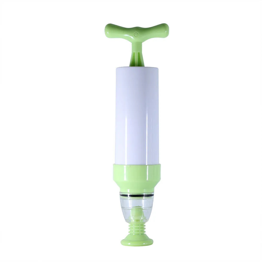 Manual vacuum compression bag in green and grey colours showing ABS and TPU construction for wardrobe organisation