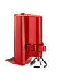 Jiadu Wolf Guard red door stopper alarm with 80dB sound, placed under a door seam for security