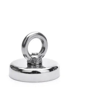 D25mm nickel-plated round ring salvage magnet for deep sea fishing and marine metal retrieval