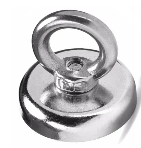 D25mm nickel-plated round ring salvage magnet for deep sea fishing and marine metal retrieval