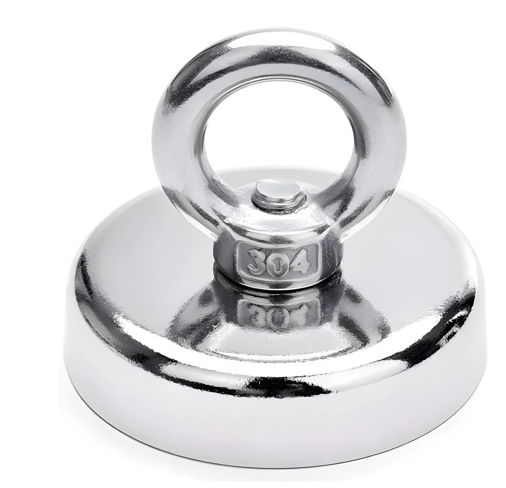 D25mm nickel-plated round ring salvage magnet for deep sea fishing and marine metal retrieval