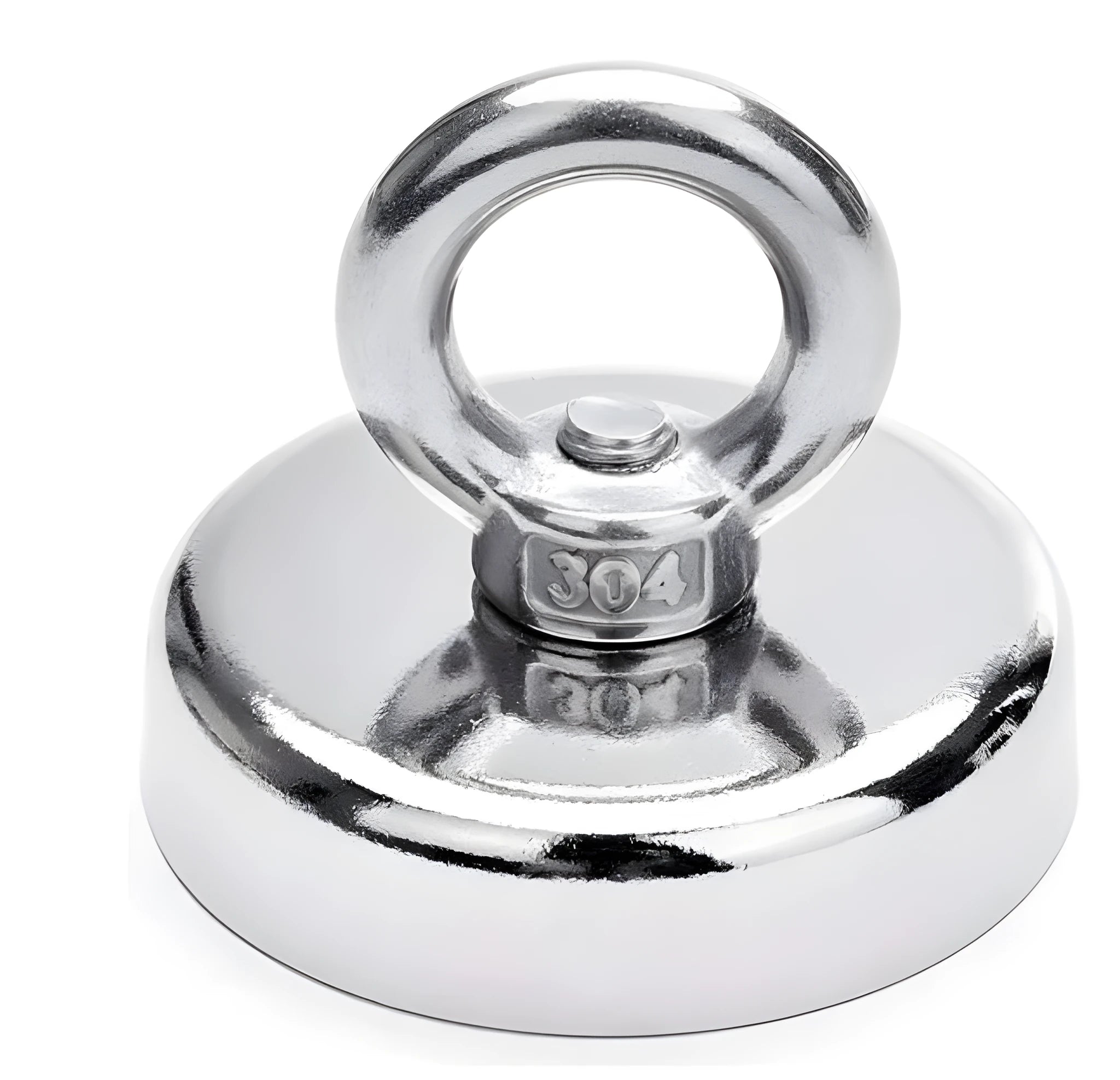 D25mm nickel-plated round ring salvage magnet for deep sea fishing and marine metal retrieval