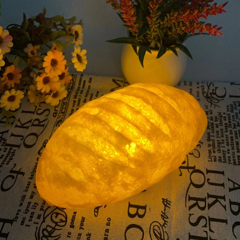 Croissant-shaped LED night light with bread simulation design and battery power