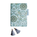 Blue floral fabric cover notebook shown in A5 and A6 sizes with core option selection