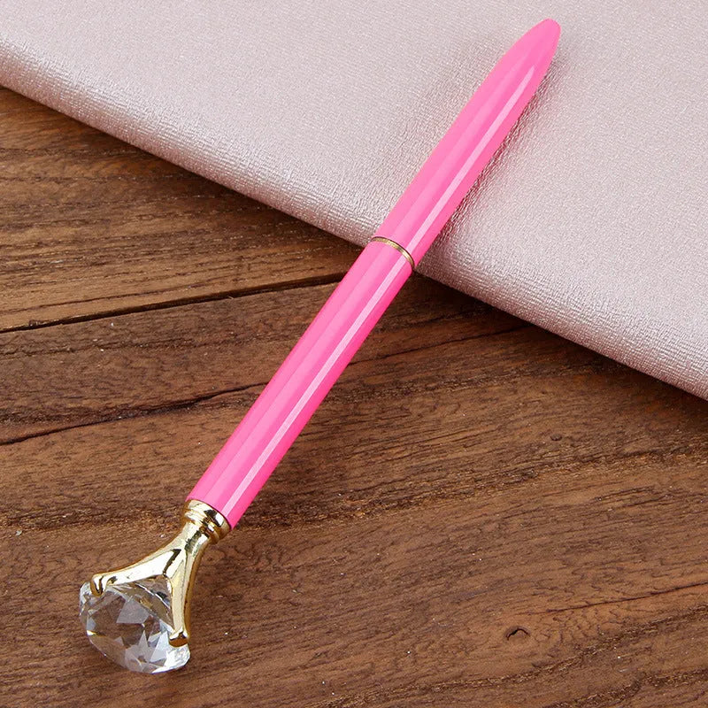 Metal crystal rotating ballpoint pen 1.0mm in rose gold colour with diamond design