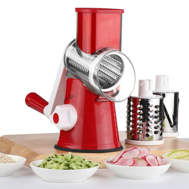 Multi-function vegetable chopper with suction cup base for slicing potatoes and carrots