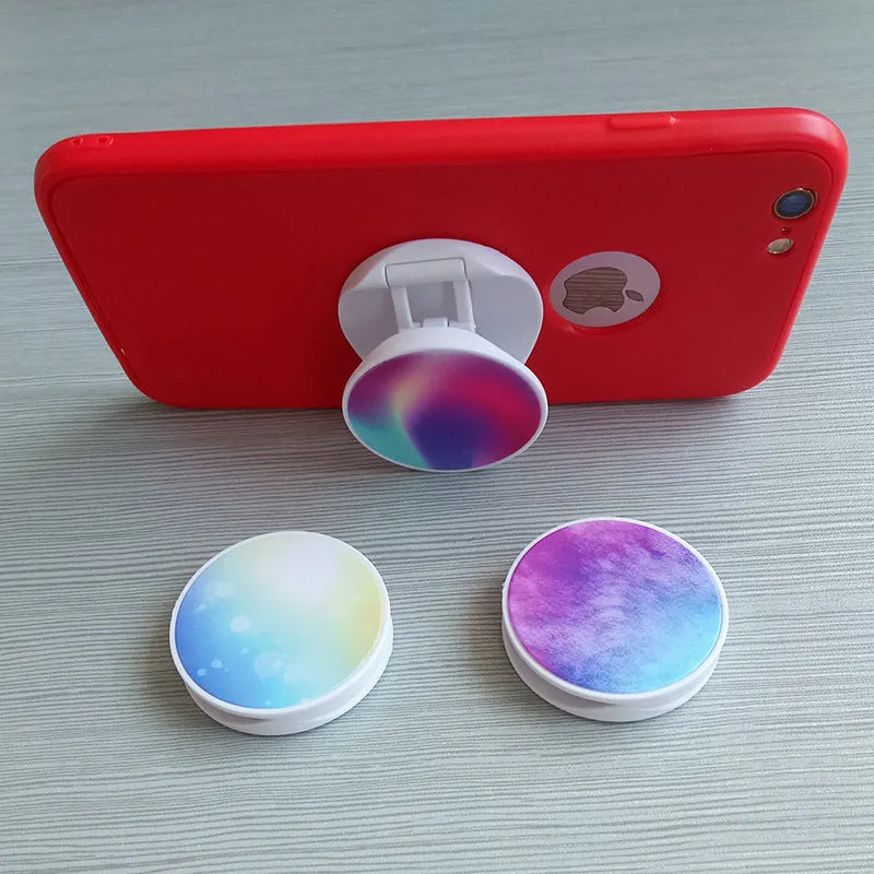 Thermal transfer creative folding mobile phone holder in desktop position showing universal design