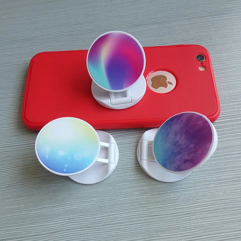 Thermal transfer creative folding mobile phone holder in desktop position showing universal design