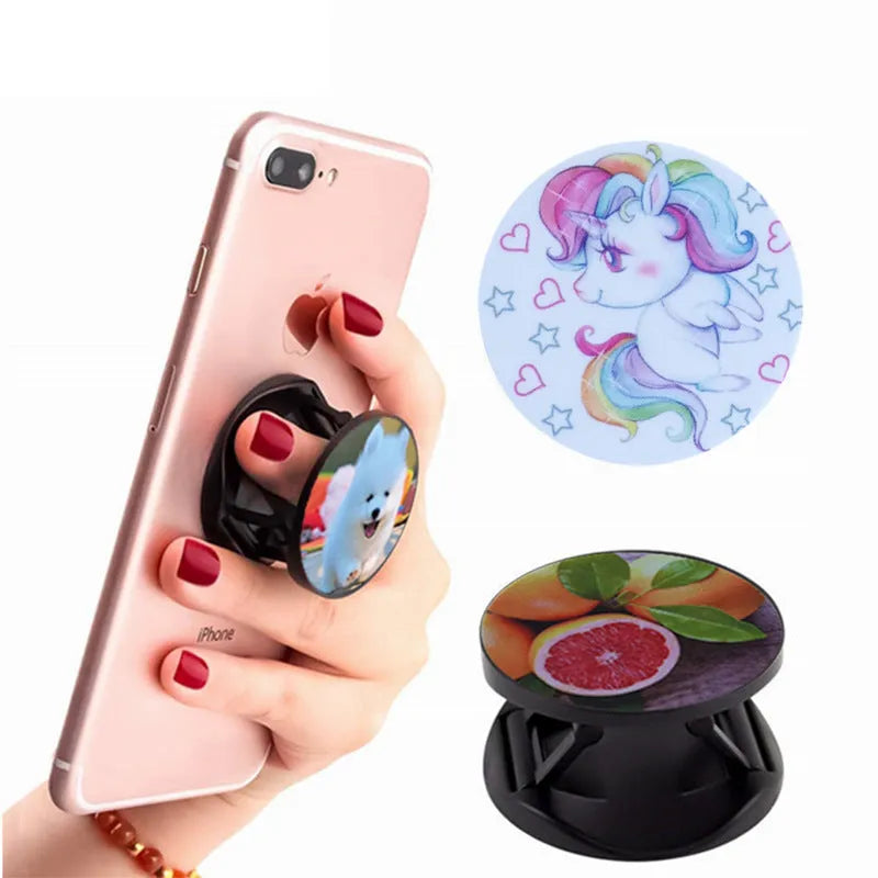 Thermal transfer creative folding mobile phone holder in desktop position showing universal design