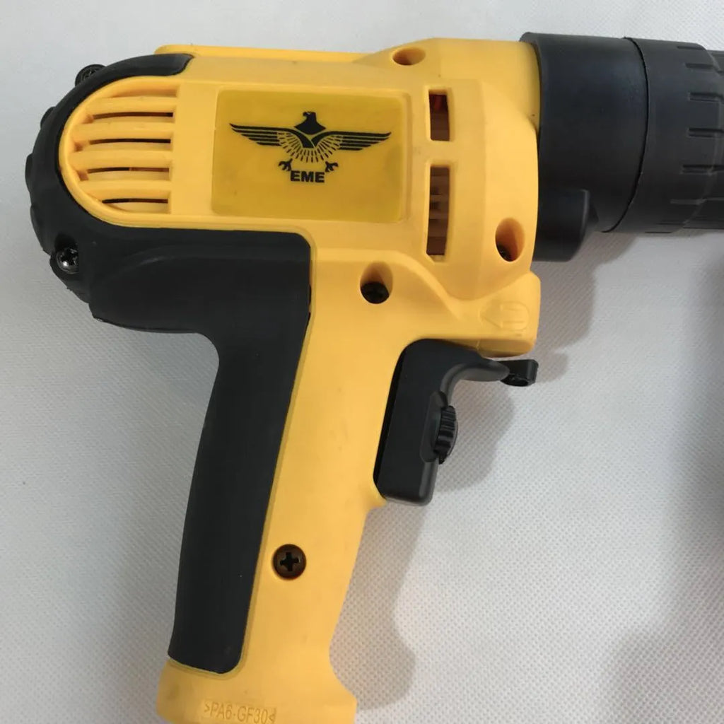 Yellow rechargeable handheld chain nail machine with automatic screw feed for wood and board