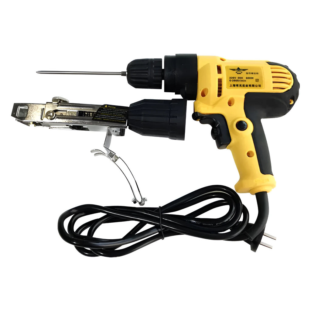 Yellow rechargeable handheld chain nail machine with automatic screw feed for wood and board