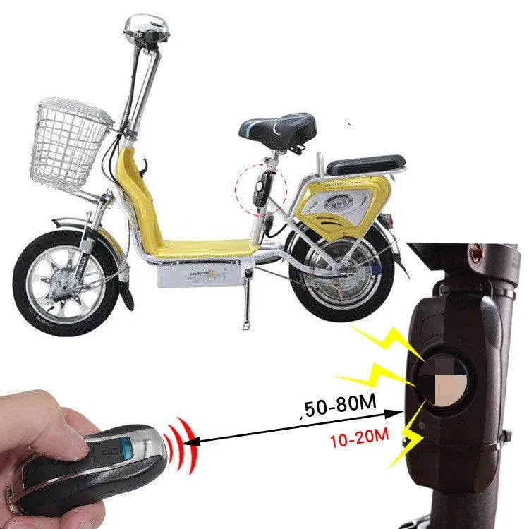 Black household vibration anti-theft alarm host 93x45x19mm with remote control 70x32x20mm and 120dB siren