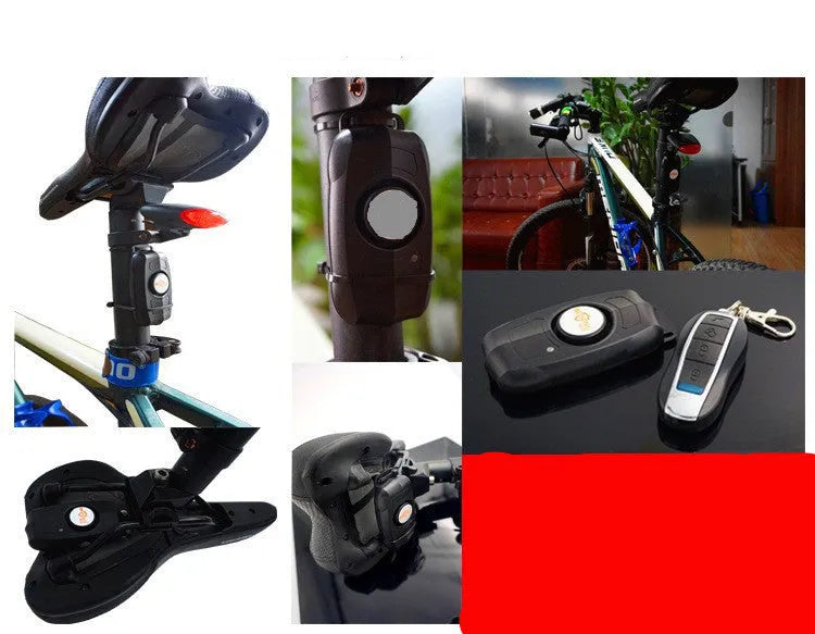 Black household vibration anti-theft alarm host 93x45x19mm with remote control 70x32x20mm and 120dB siren