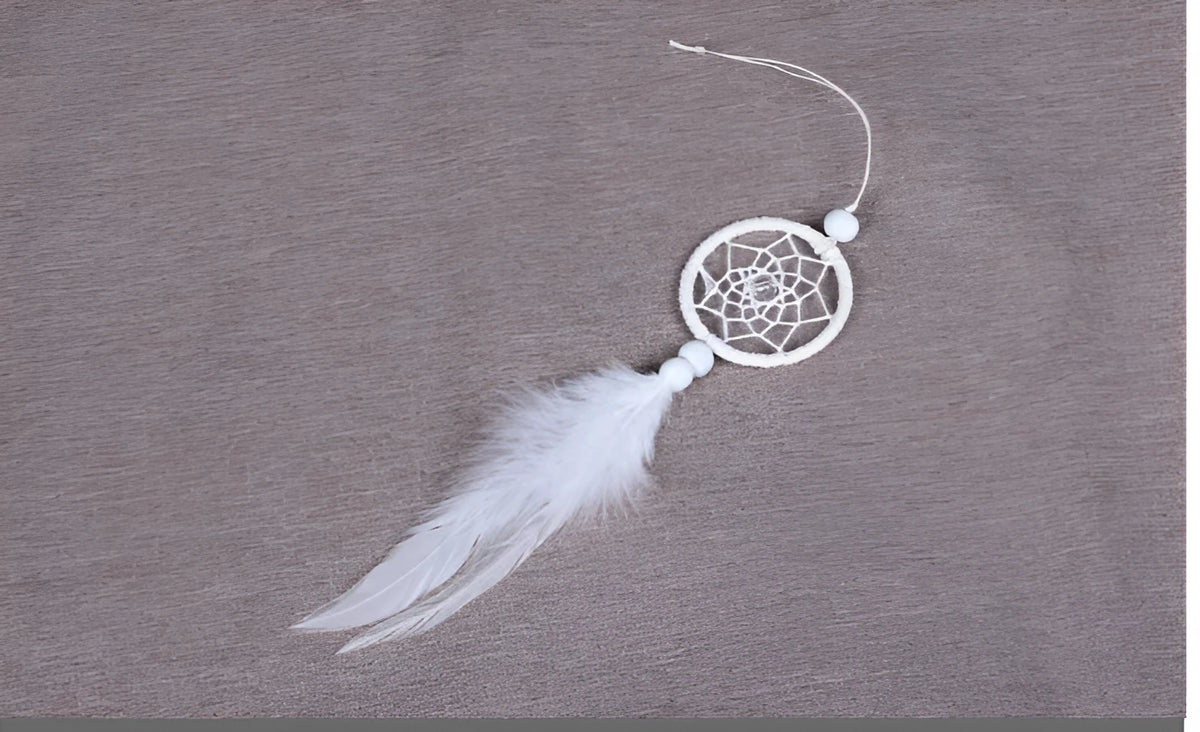 5cm white mini dreamcatcher pendant for wall, car, and bag decoration in modern simple style