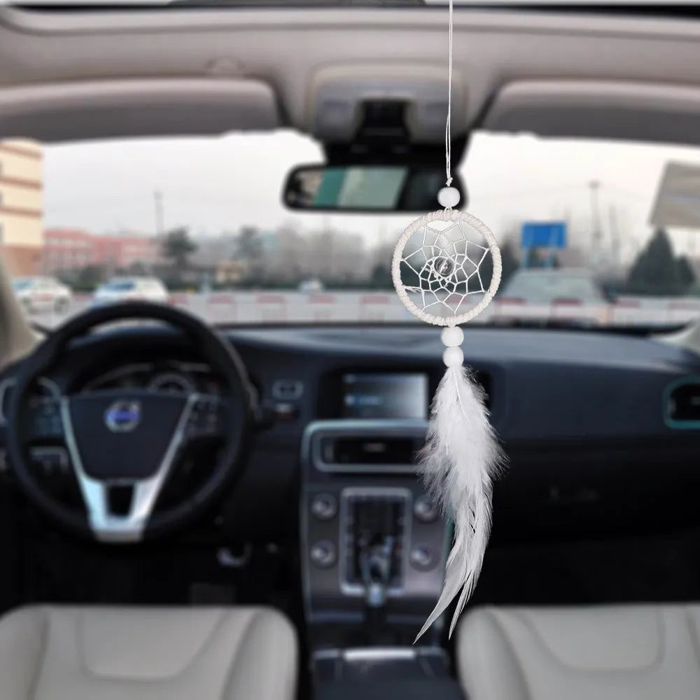 5cm white mini dreamcatcher pendant for wall, car, and bag decoration in modern simple style