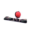 Portable boxing speed training ball with PU headband, shown in red, black, yellow tennis, and rubber ball options.
