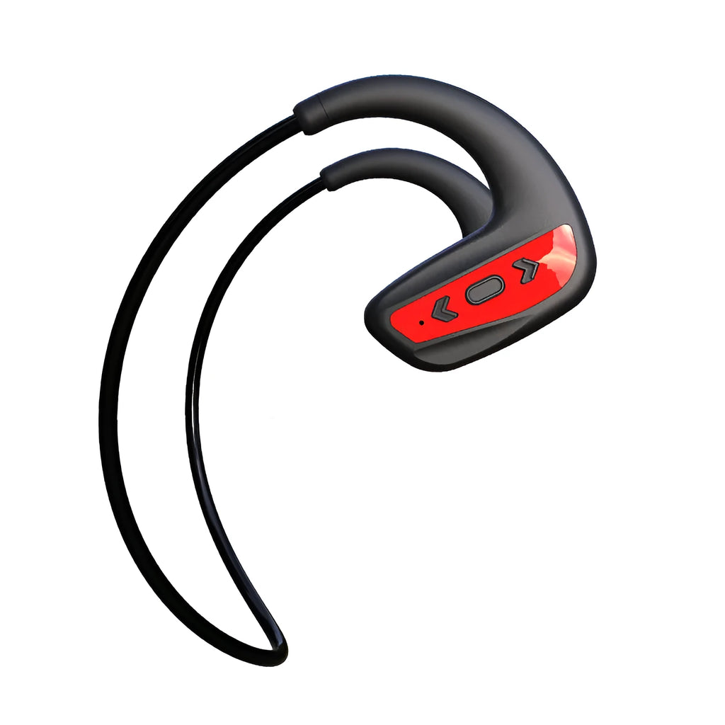 Black swimming headphones with head-mounted design for aquatic and running sports use