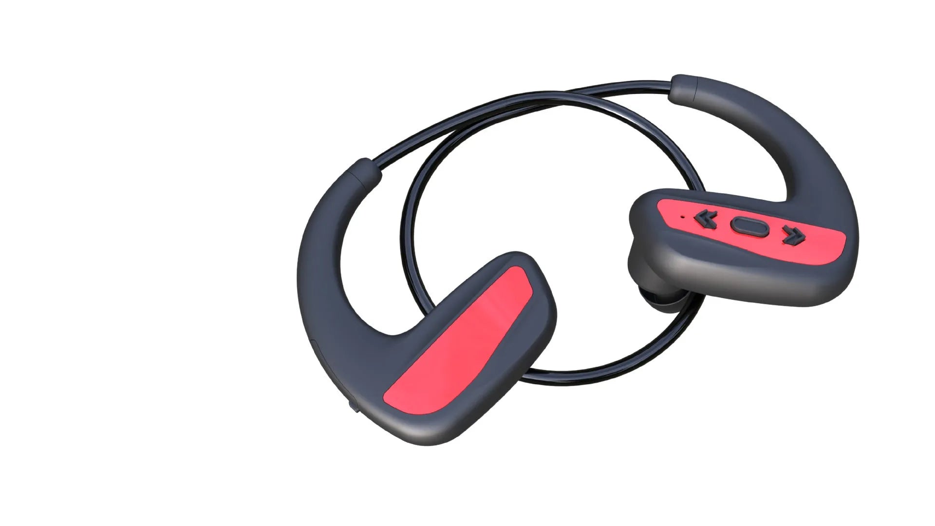 Black swimming headphones with head-mounted design for aquatic and running sports use