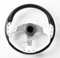 Sporty universal yacht steering wheel in silver, 320mm diameter, with tapered 19mm hole
