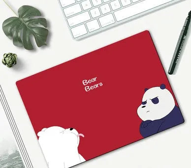 Small cartoon girl design mouse pad with wind-shaped edges on a desk