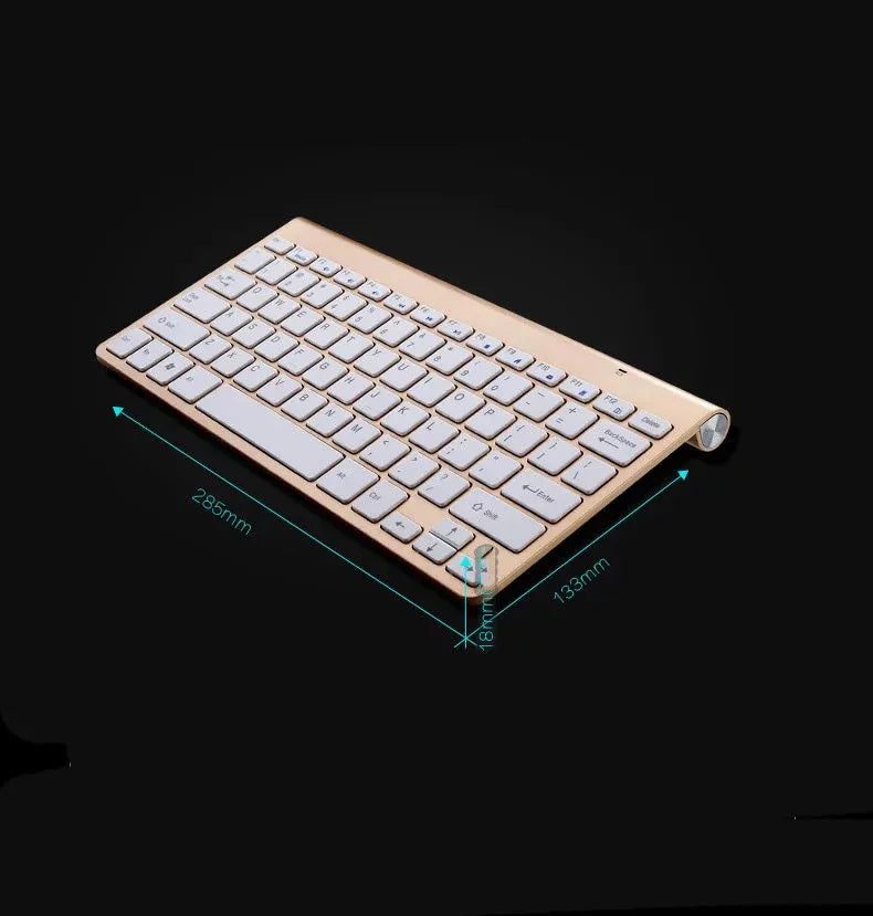 2.4G wireless keyboard and mouse set, compact 283 x 122 x 10 mm, black gold silver options