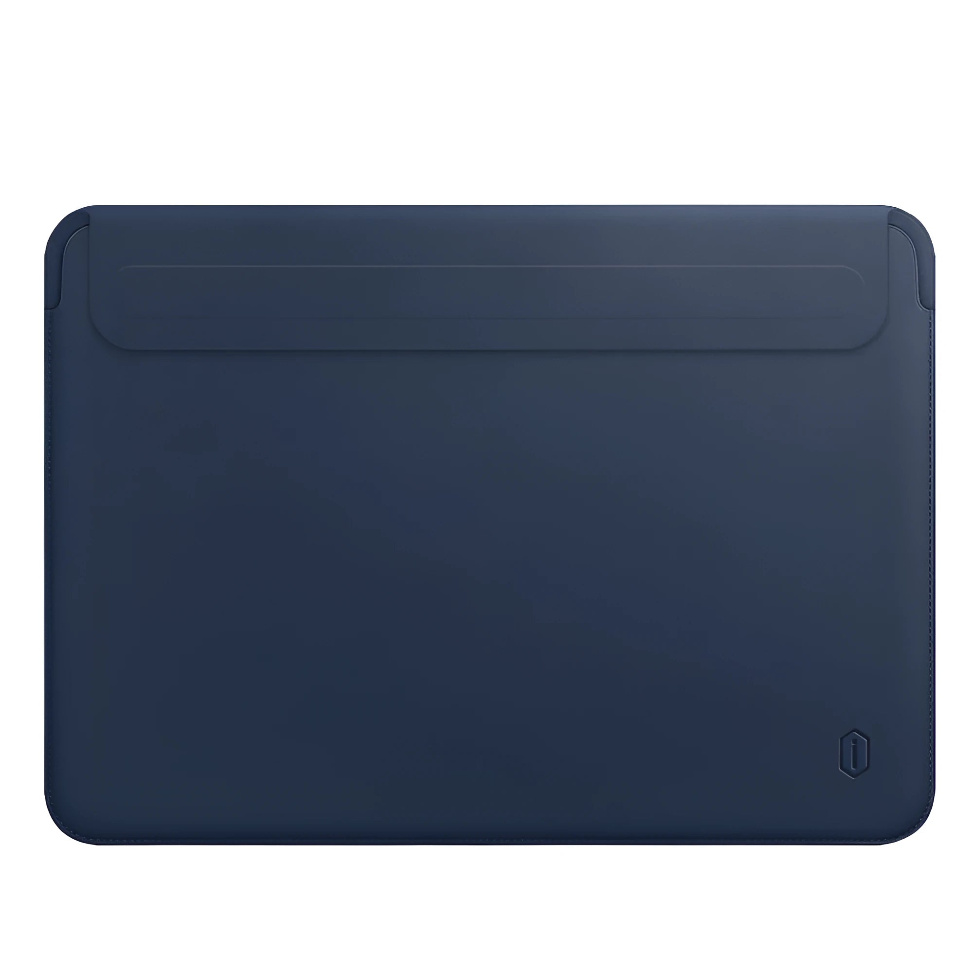 PU leather notebook liner bag in blue for 13.3 inch MacBook with embroidery accent