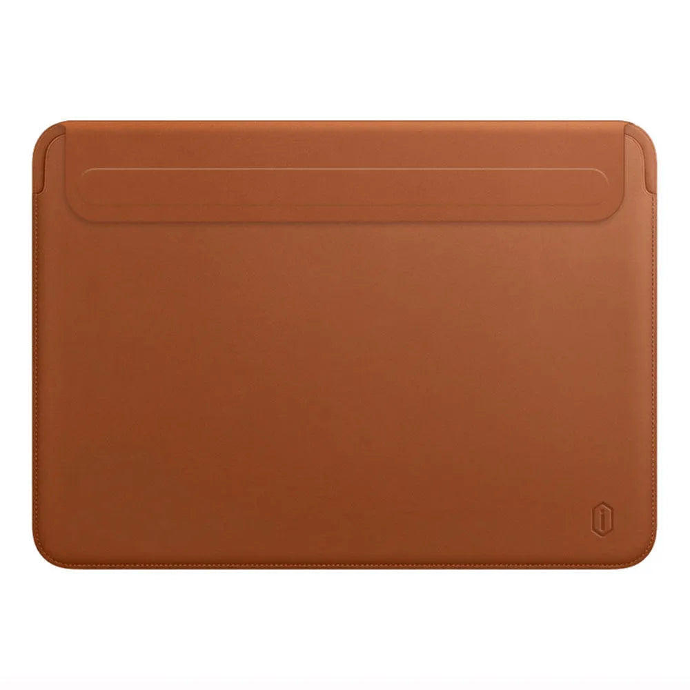 PU leather notebook liner bag in blue for 13.3 inch MacBook with embroidery accent