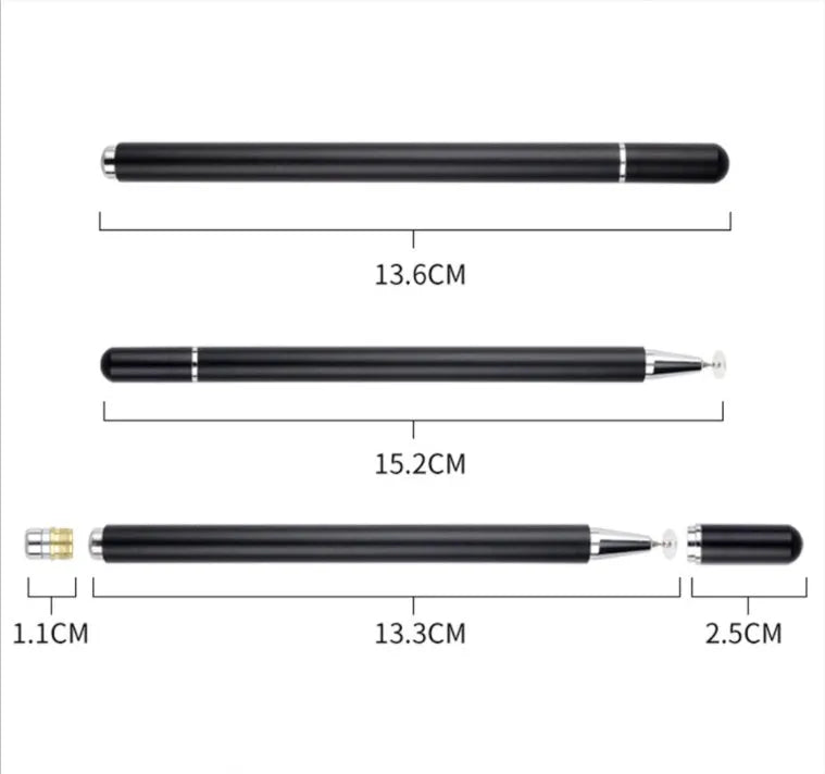 Black passive capacitance pen with aluminium alloy body and nano nib for touchscreens