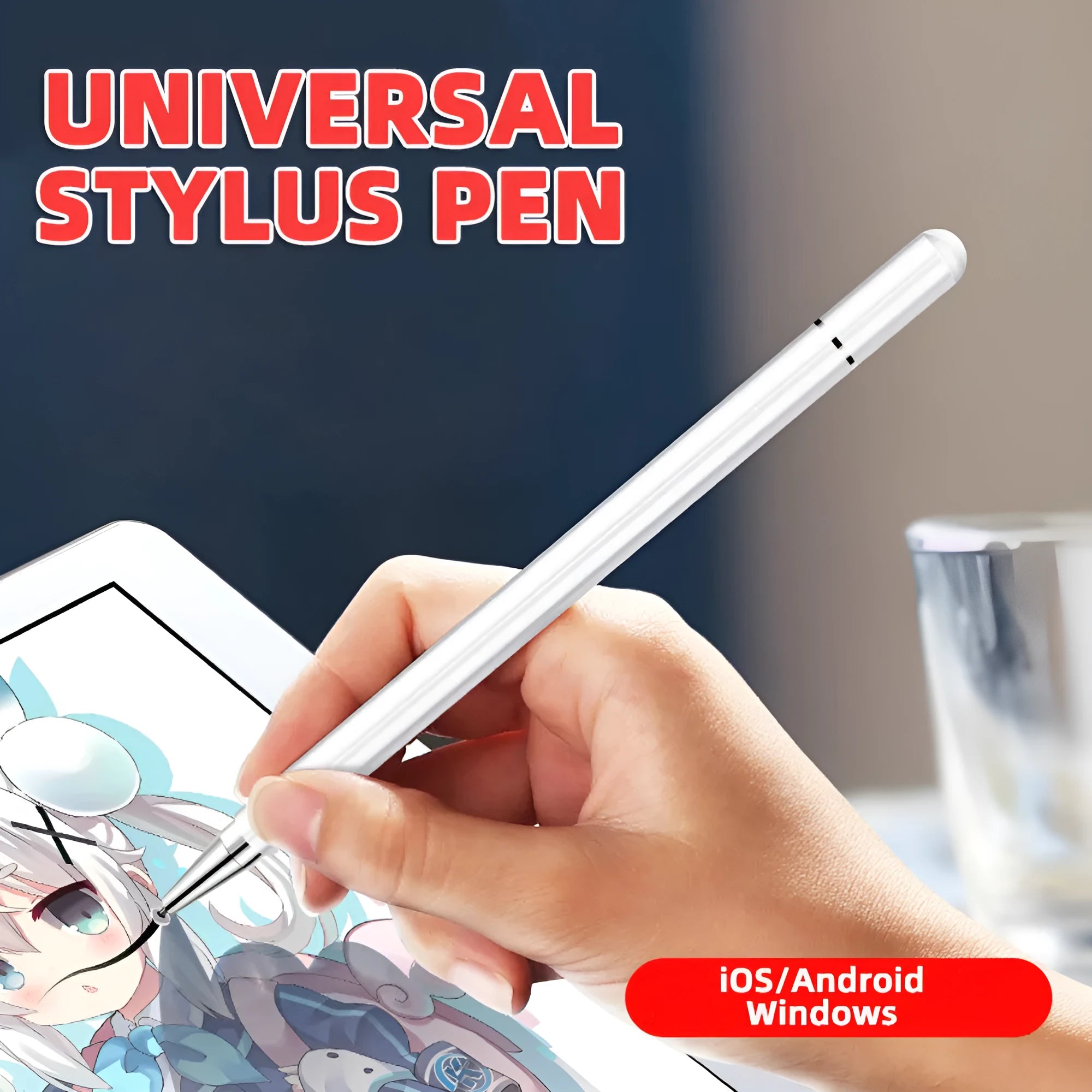 Black passive capacitance pen with aluminium alloy body and nano nib for touchscreens